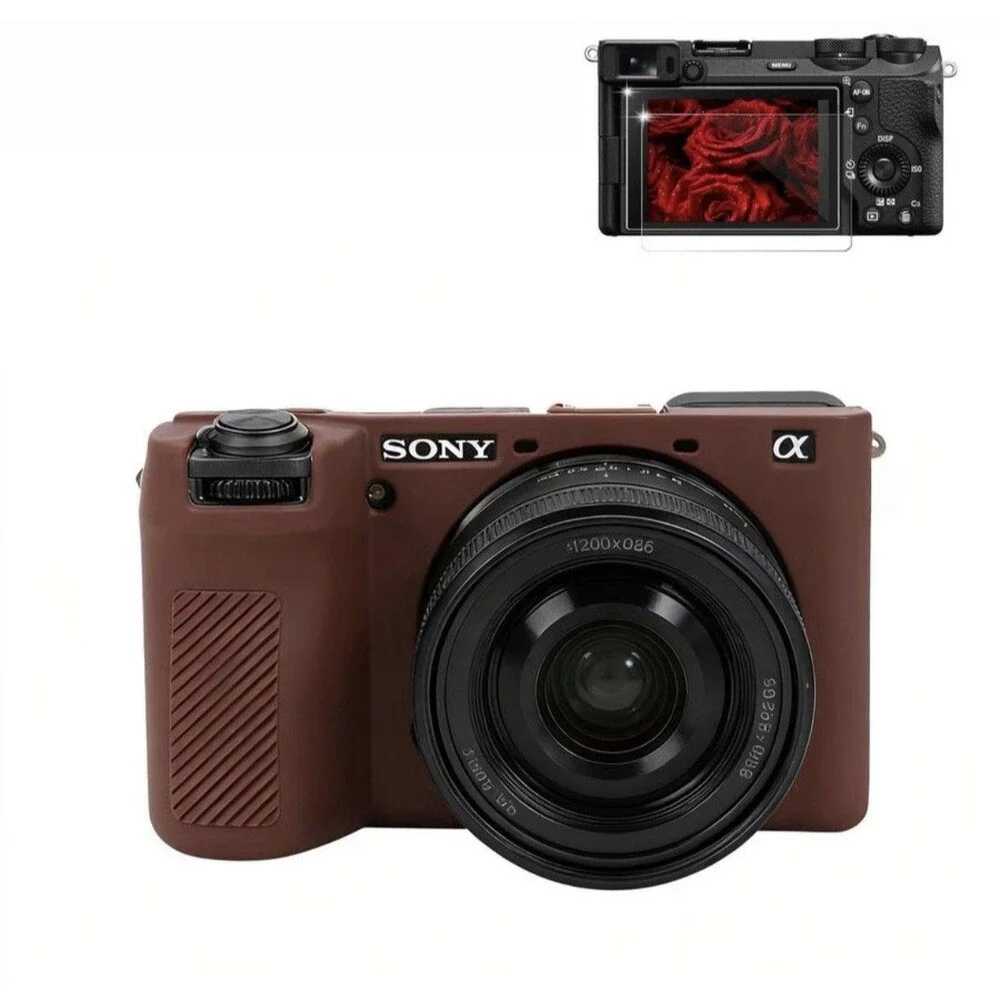for Sony ILCE-6700 Soft Silicone Protective Skin Case Body Cover - Brown